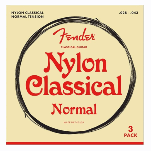 Fender Nylon Acoustic Strings, 100 Clear/Silver, Tie End, .028-.043, 3-Pack – კლასიკური გიტარის სიმები