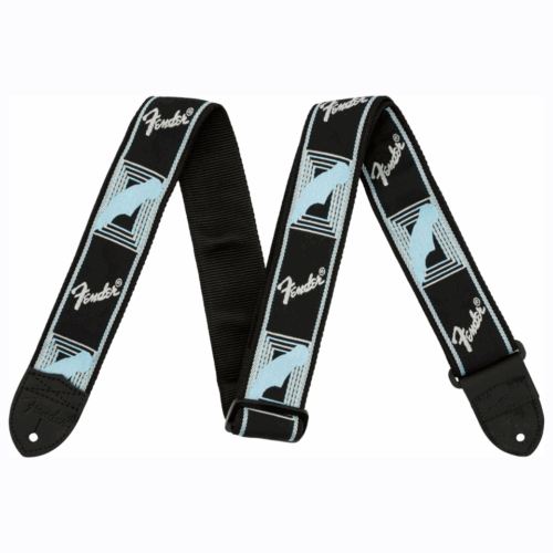 Fender Monogrammed Guitar Strap, 2in, Black/Light Grey/Blue – გიტარის ქამარი
